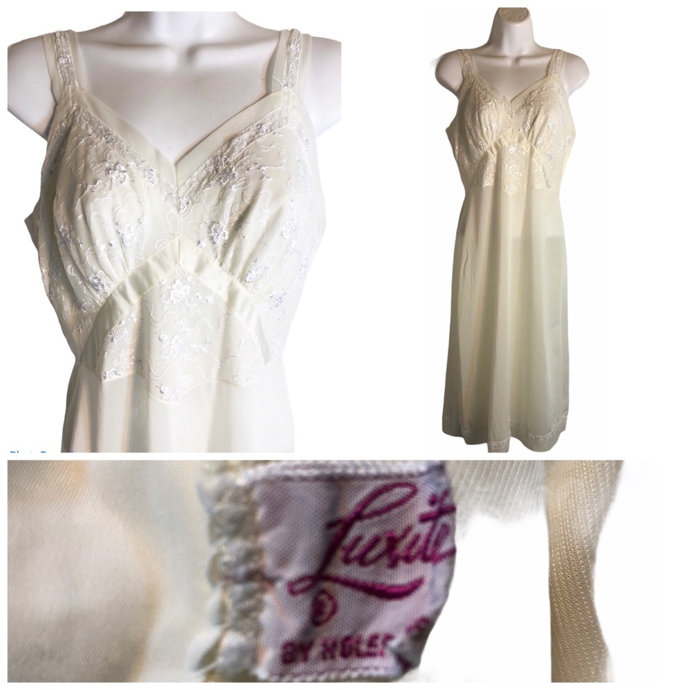 Vintage Hand Stitched Lining Embroidery/Lace Slip